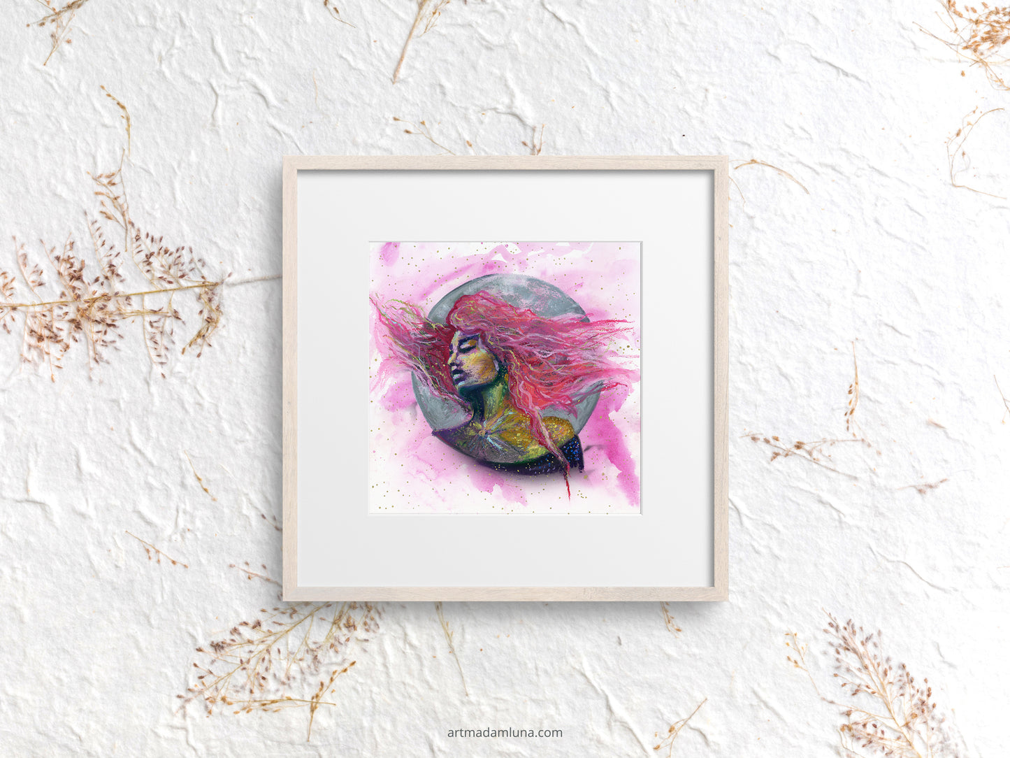 "Pink Moon" - Original Oil Pastel