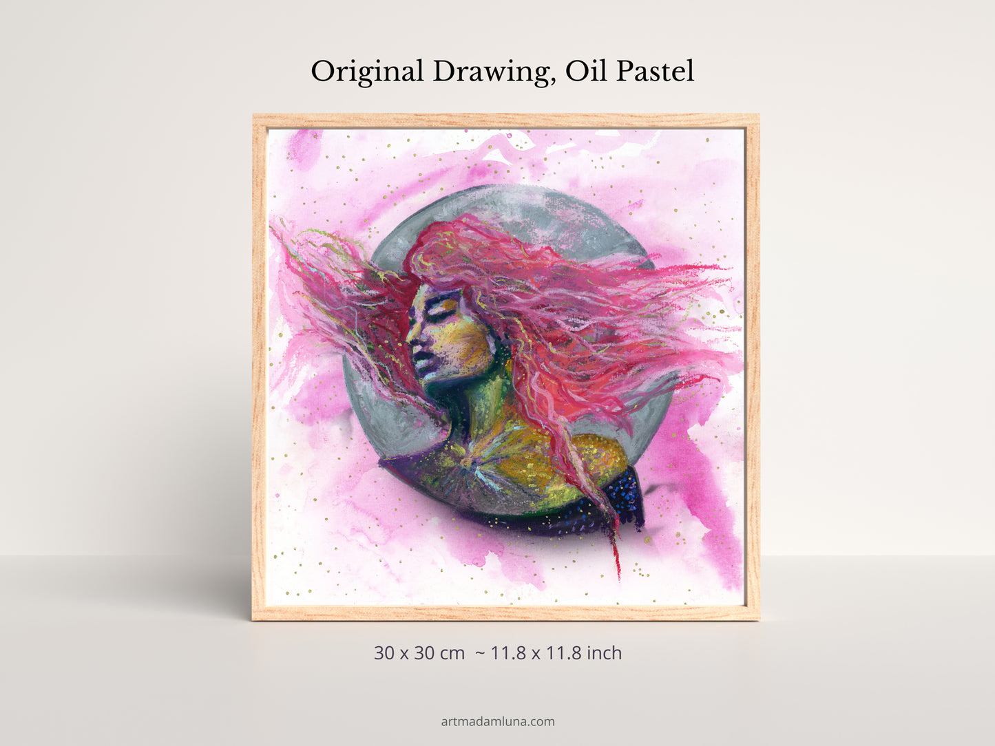 "Pink Moon" - Original Oil Pastel