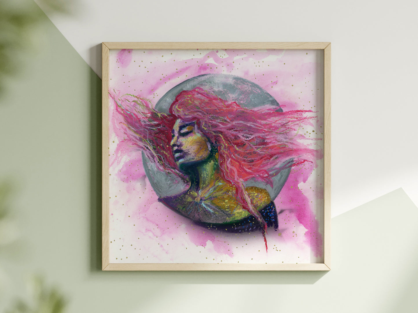 "Pink Moon" -  Original Oil Pastel